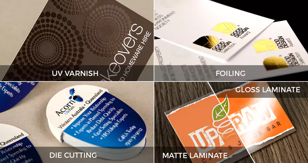 Business card finishing options