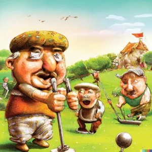 AI design example men playing golf