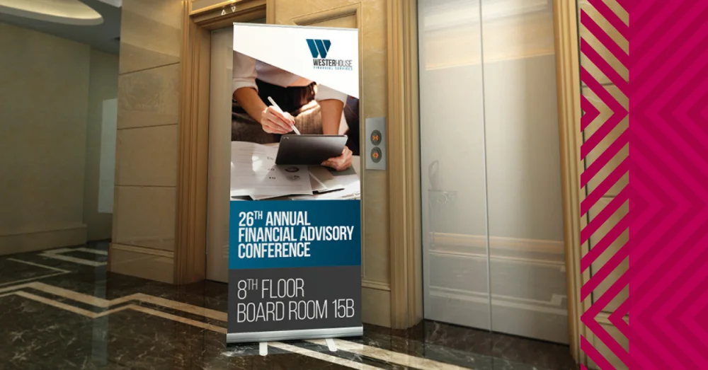 Pull up banner in foyer