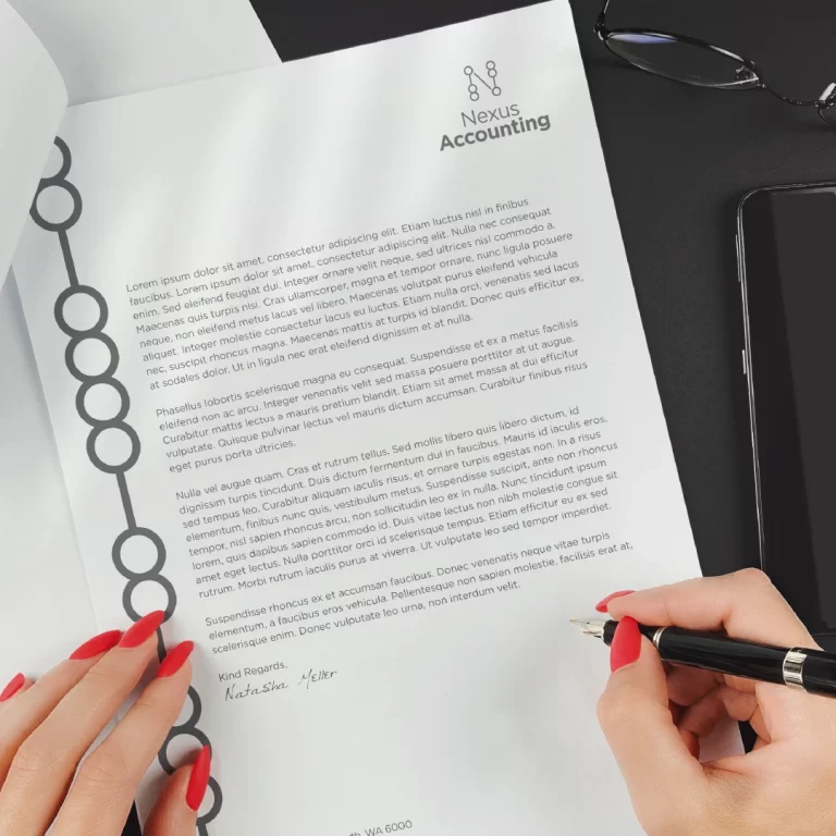Printed letterhead for accounting firm