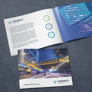Printed marketing brochures for technology business