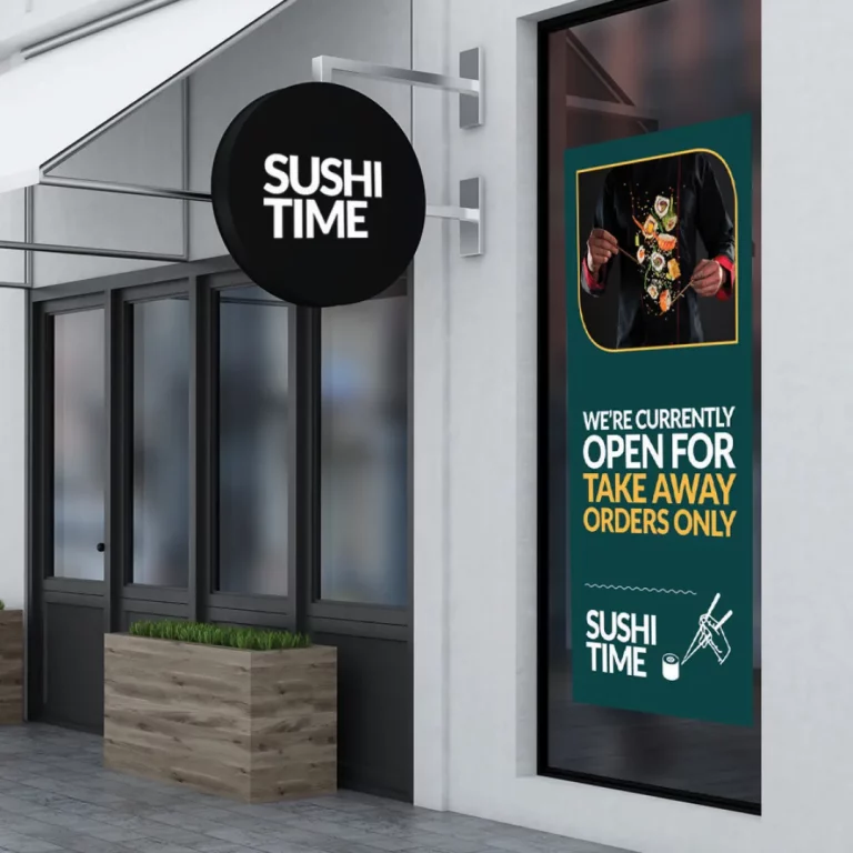 External business signage for sushi restaurant