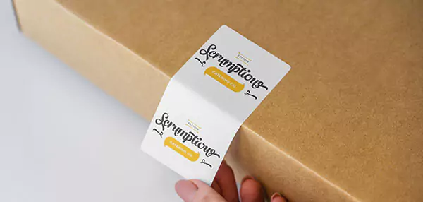 Branded catering stickers on packaging