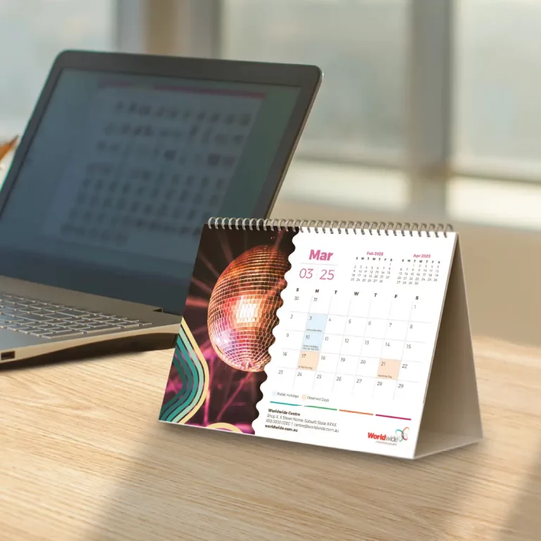 Printed A5 desk flip calendar