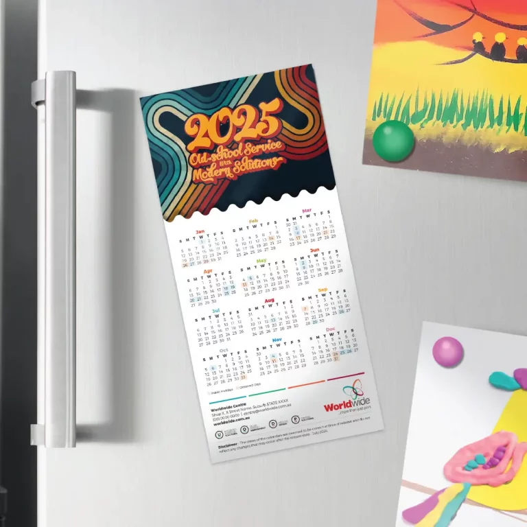Printed fridge magnet calendar