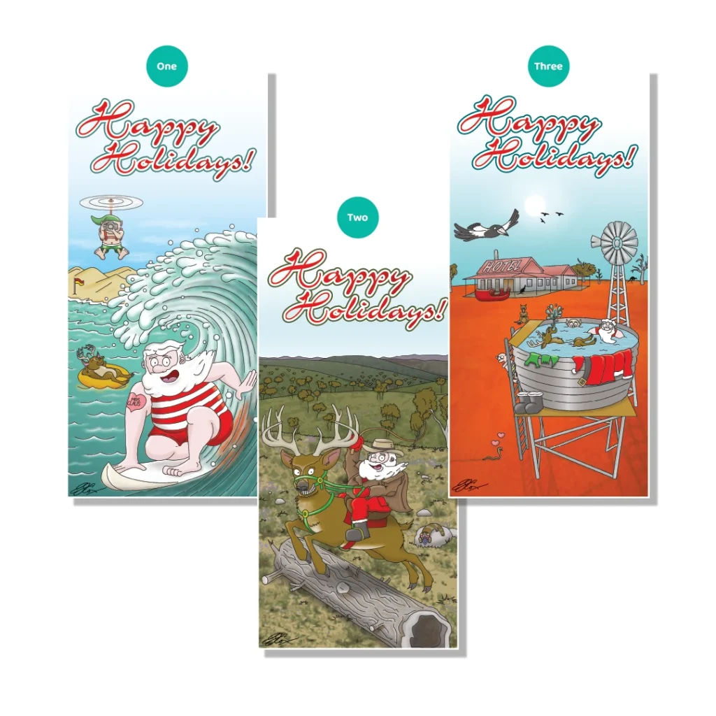 Australian santa design Christmas cards