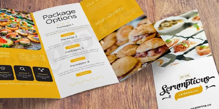 Printed catering package brochure