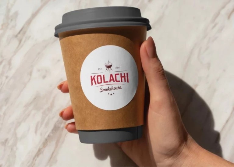 Personalised stickers on coffee cup