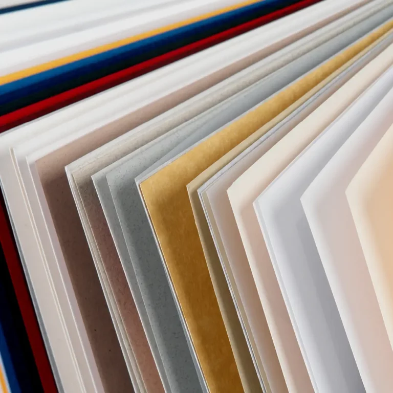 Stack of different types of sustainable paper