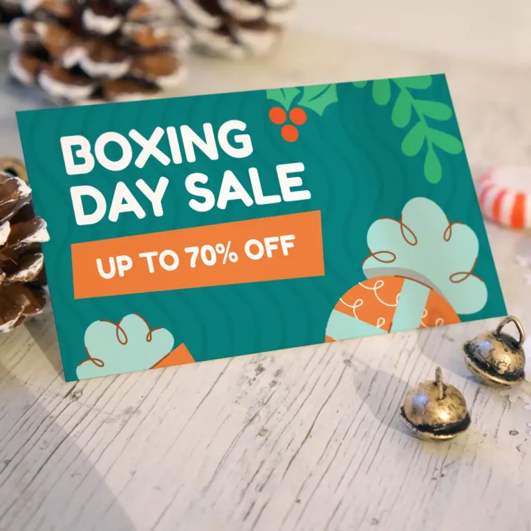 Seasonal postcard with a boxing day offer