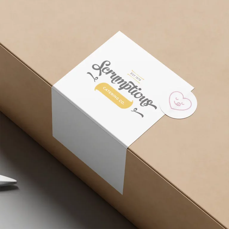 Square Label with fun sticker applied to a box