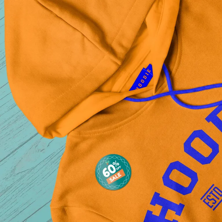Seasonal sticker applied to a hoodie