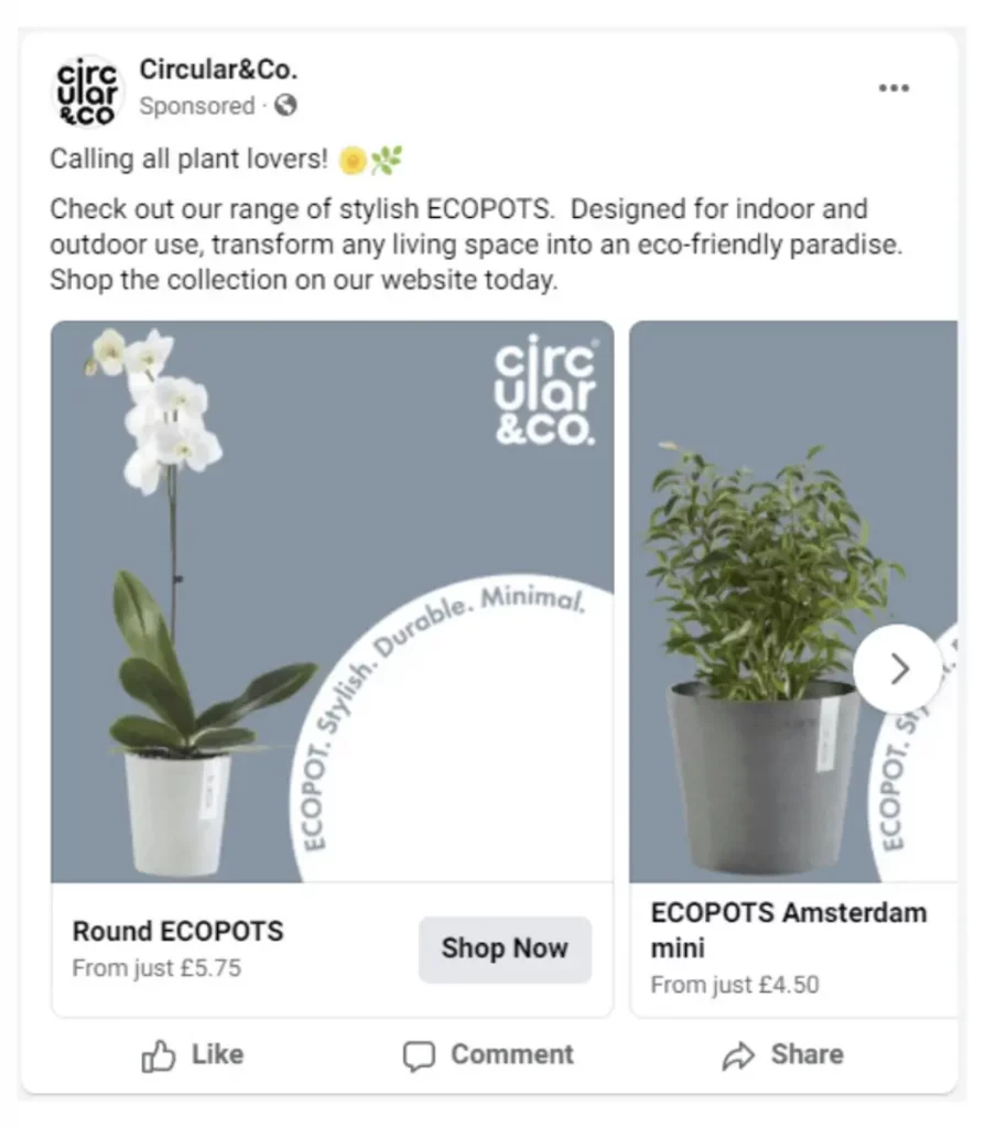 CircularCo Facebook ad example