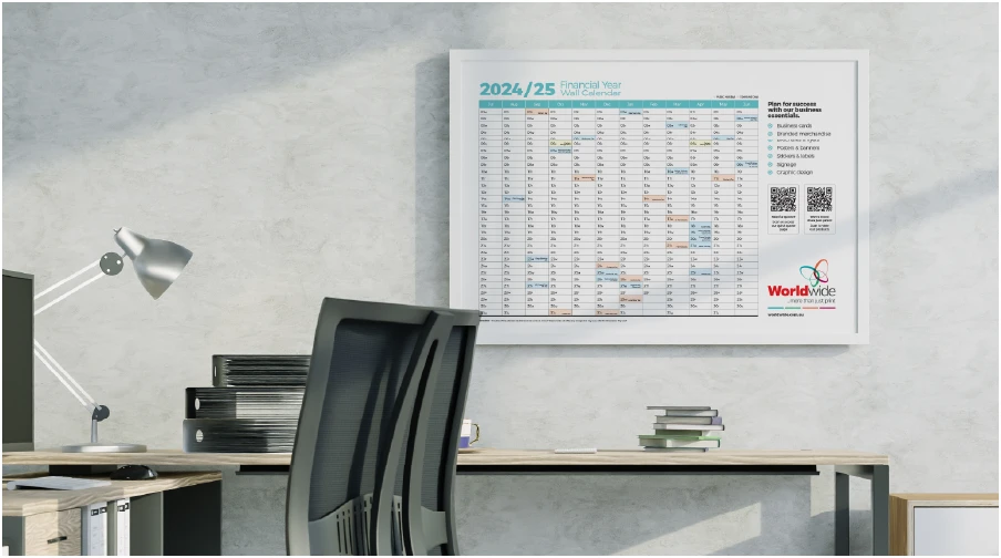 Financial year calendar in an office