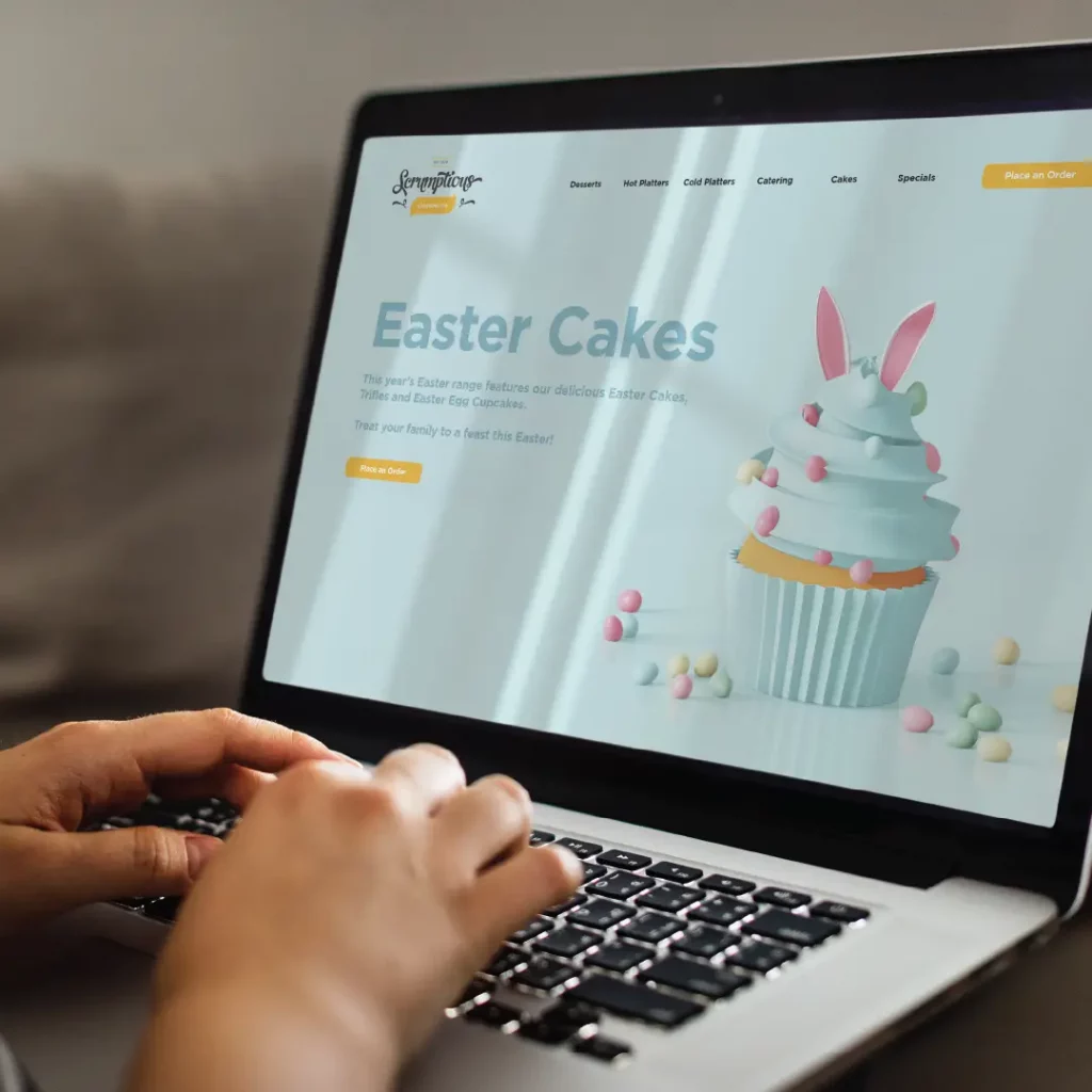 Catering website offering Easter Cakes