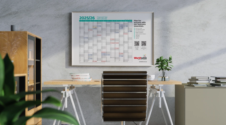 Financial year calendar in an office