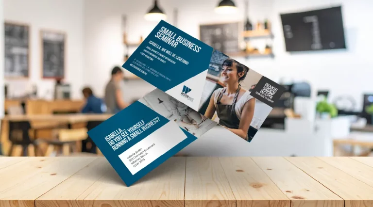 Direct Mail for a Small Business with QR Code to register